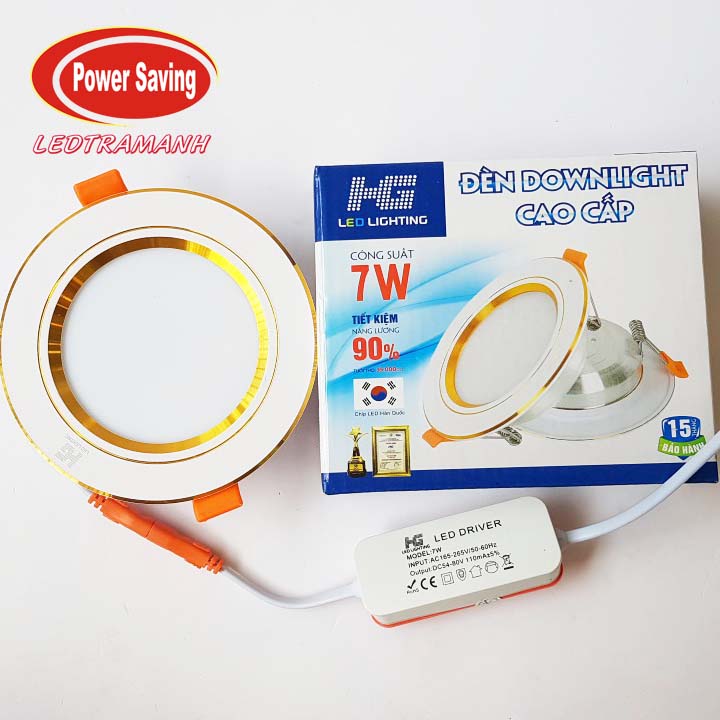 Đèn led âm trần hg 7w 3 màu khoét lỗ 90mm