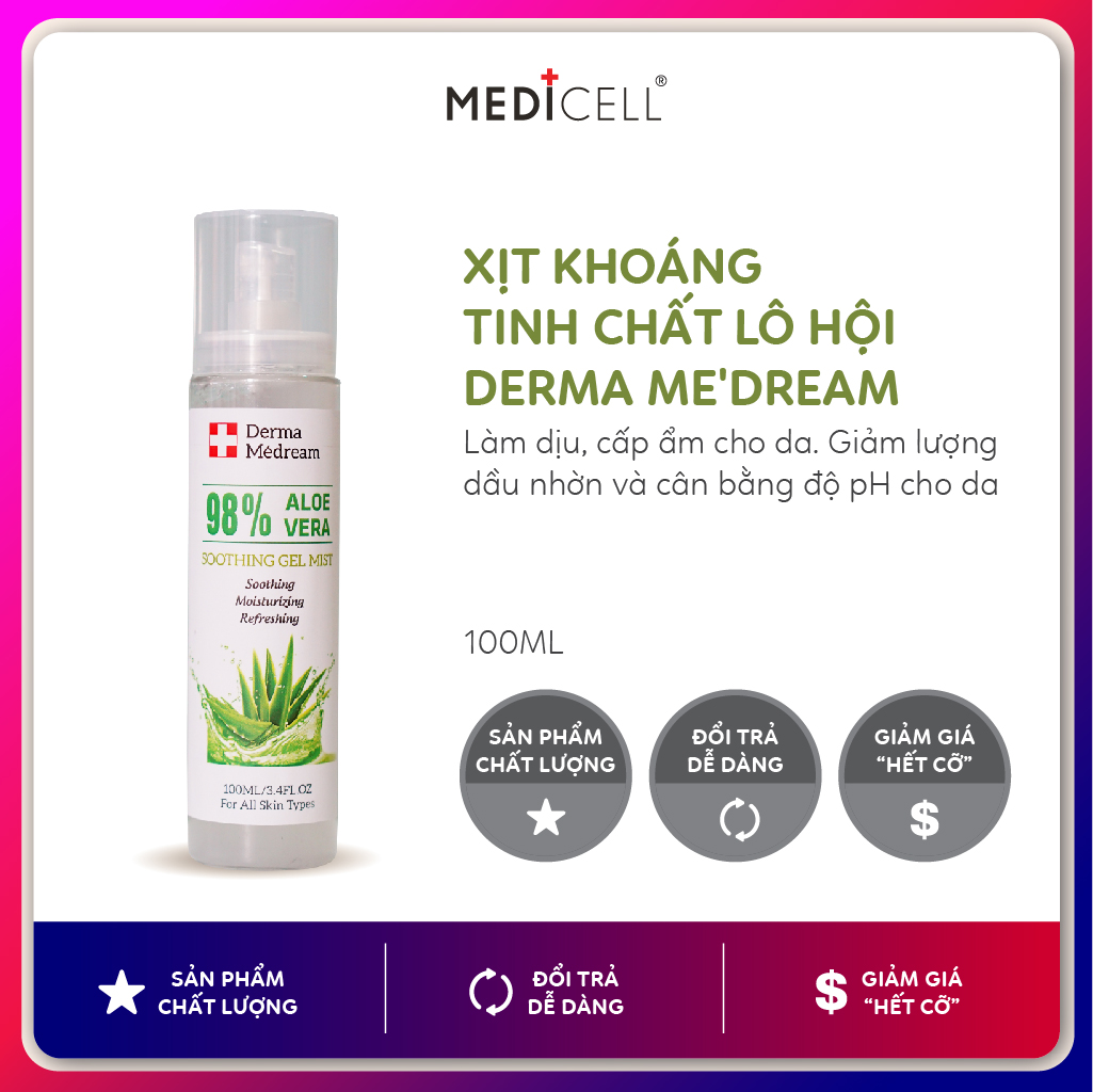 Xịt khoáng cấp ẩm, dưỡng da, làm dịu da Derma Me'Dream Thụy Sỹ
