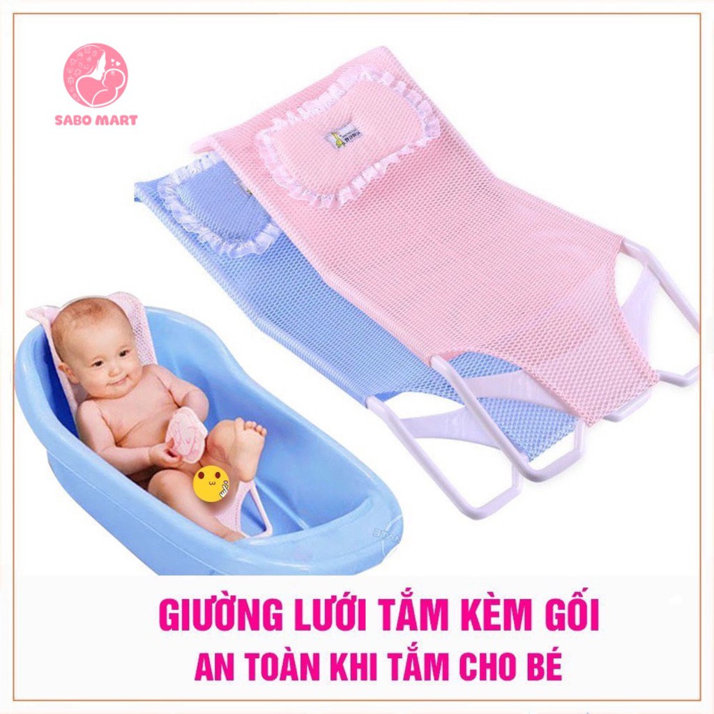 Lưới tắm, ghế tắm kèm gối tiện lợi cho bé sơ sinh