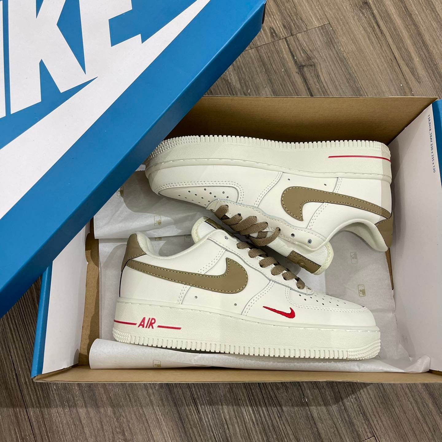 Giày thể thao af1 trắng vạch nâu, giày sneaker 𝐅𝐨𝐫𝐜𝐞 vạch nâu nam nữ dễ phối đồ 2022