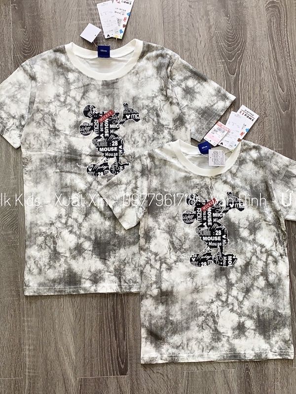 Áo phông cho bé trai bé gái mickey loang đen xuất dư xịn