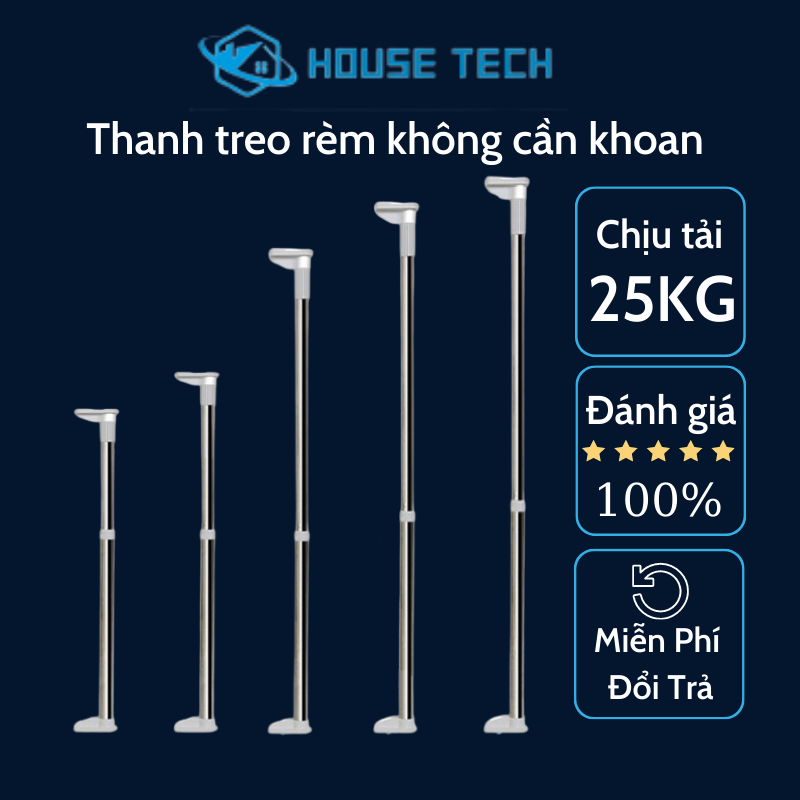 Thanh treo rèm , quần áo  cao cấp đường kính ống 32mm dày 0,5mm  tiện dụng dễ dàng thay đổi vị trí dài đến 4m