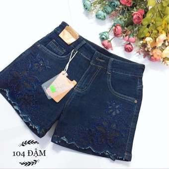 Quần sọt jean thêu hoa đính cườm (có big size) JST