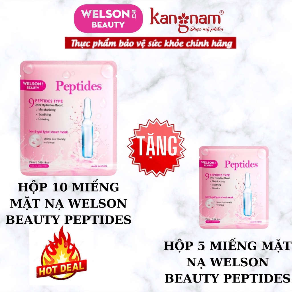 Mặt Nạ Cấp Ẩm Welson Beauty Peptides Hộp 10 miếng
