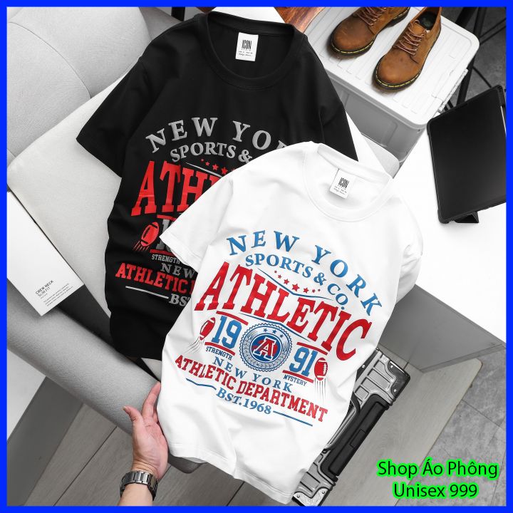 ICON DENIM Athletic T-Shirt New York Sports & Co Athletic 1991 Athletic Department , Áo Phông Nam Nữ Cổ Tròn Fom Rộng Cotton Đủ Size Cực Đẹp 2 màu Trắng Đen
