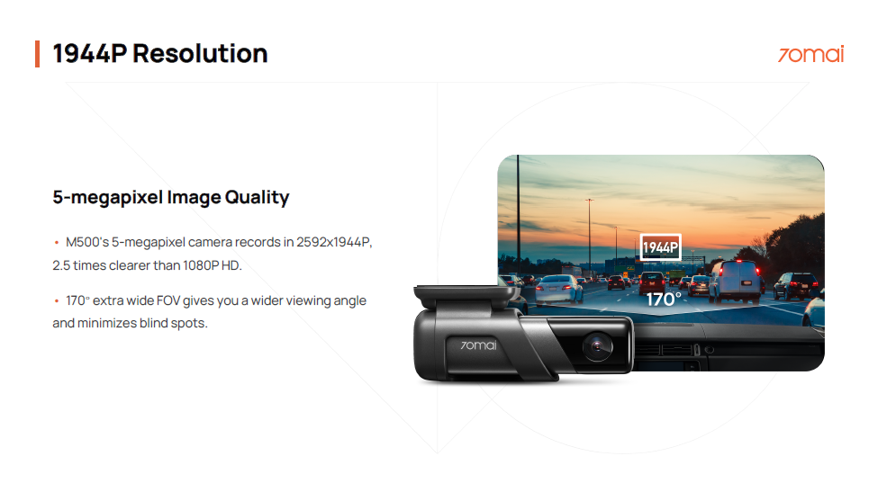 70mai Dash Cam M500 eMMC Storage 1944P Car DVR Voice Control 170°FOV 24H  Parking Monitoring ADAS Support Tire Pressure Sensor - AliExpress