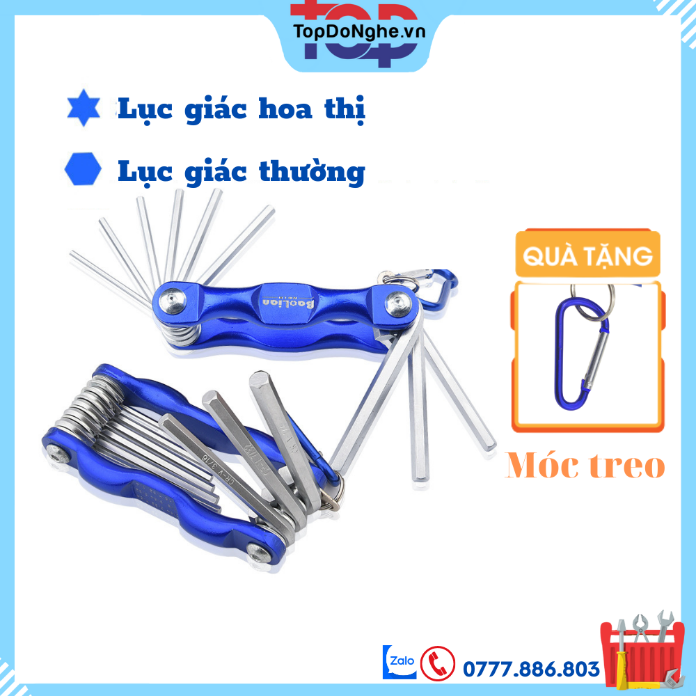 Bộ 8 lục giác đầu bằng hoa thị dạng xếp đa năng siêu cứng chống rỉ sửa chữa mở ốc vít xe máy ô tô máy móc TopDoNghe.Vn