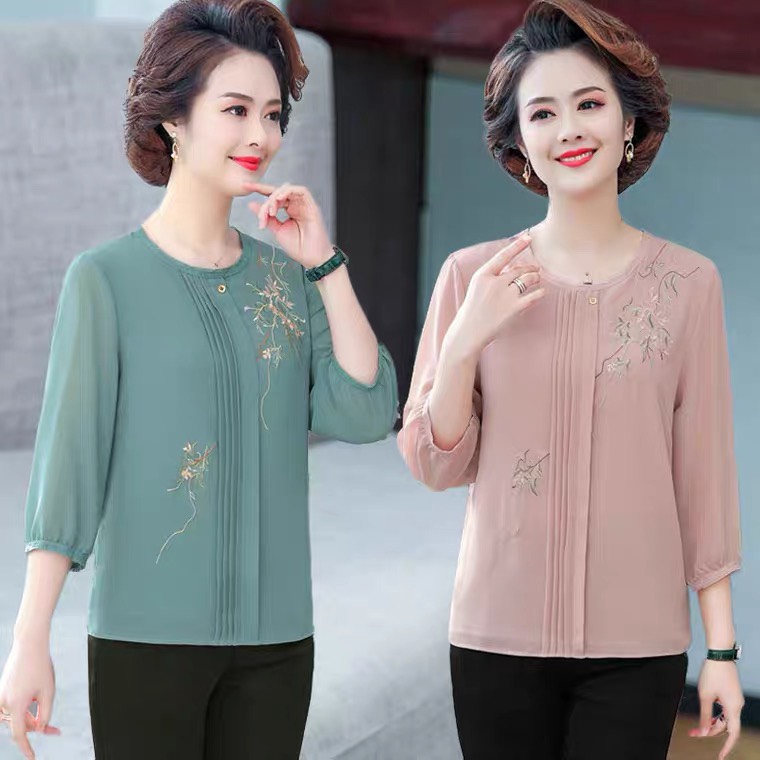 Áo sơ mi trung niên nữ- áo voan kiểu dáng sang trọng