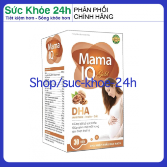 Viên uống Mama  IQ Gold bổ sung DHA, acid folic, sắt, vitamin cho bà bầu giúp bồi bổ sức khỏe, nâng cao sức đề kháng hộp 30 viên