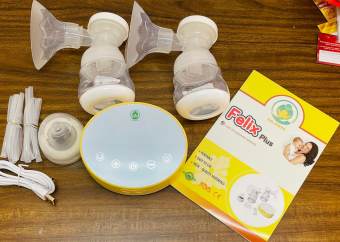 Máy hút sữa Điện đôi Felix PLUS ( Phễu silicone mềm + Có Pin Sạc ) + Tặng 5 túi trữ sữa 250ml - Bảo hành 12 tháng+ Kèm phiếu
