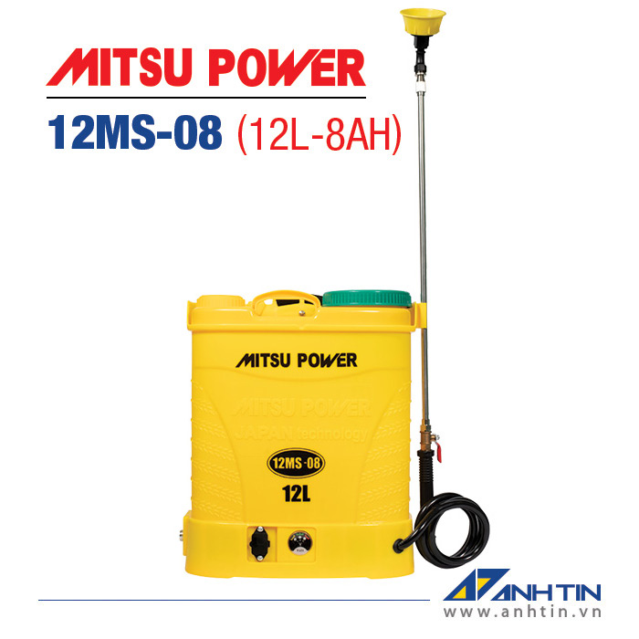 Bình xịt khử trùng, tưới cây mitsu power 12ms-08 | bình phun xịt 12 lít | 12v-8ah