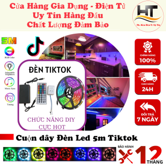 Cuộn dây đèn led 5m Tiktok, LED RGB 5050 điều khiển thông minh 16 triệu màu, led dán tường thông minh