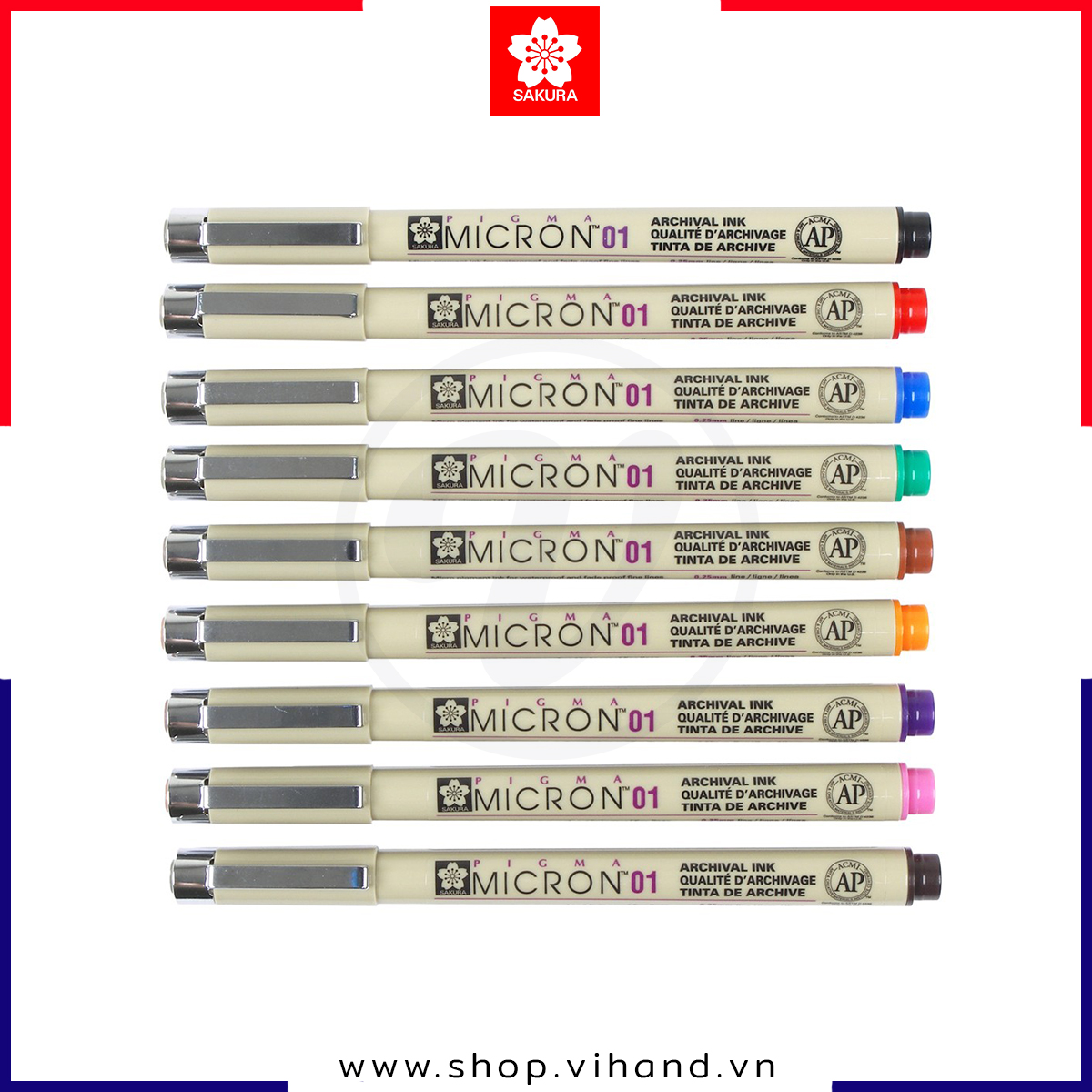Bút line đi nét vẽ kỹ thuật Sakura Pigma Micron 01 - Ngòi 0.25mm