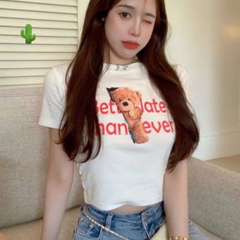 Áo Croptop In GẤu Cực Đẹp Màu Trắng Tinh Khôi TTPK0134