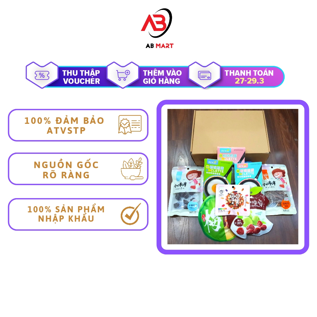 Combo đồ ăn vặt ngọt mix vị đủ vị, đồ ăn vặt nội địa trung, ô mai mận vị cà phê, kẹo thạch trái cây, mận sấy khô nội địa
