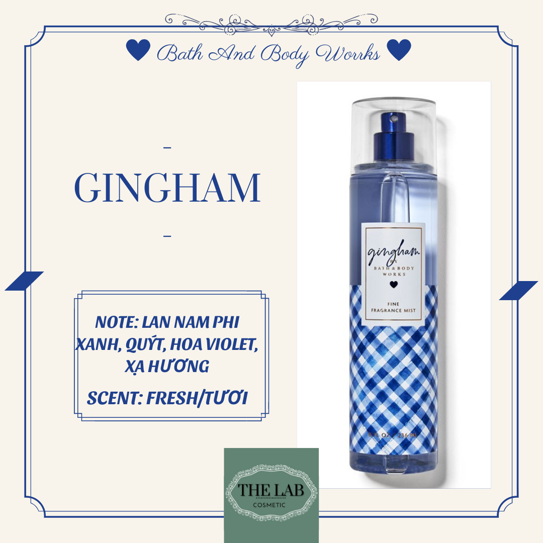 Xịt thơm gingham bath and body works body mist