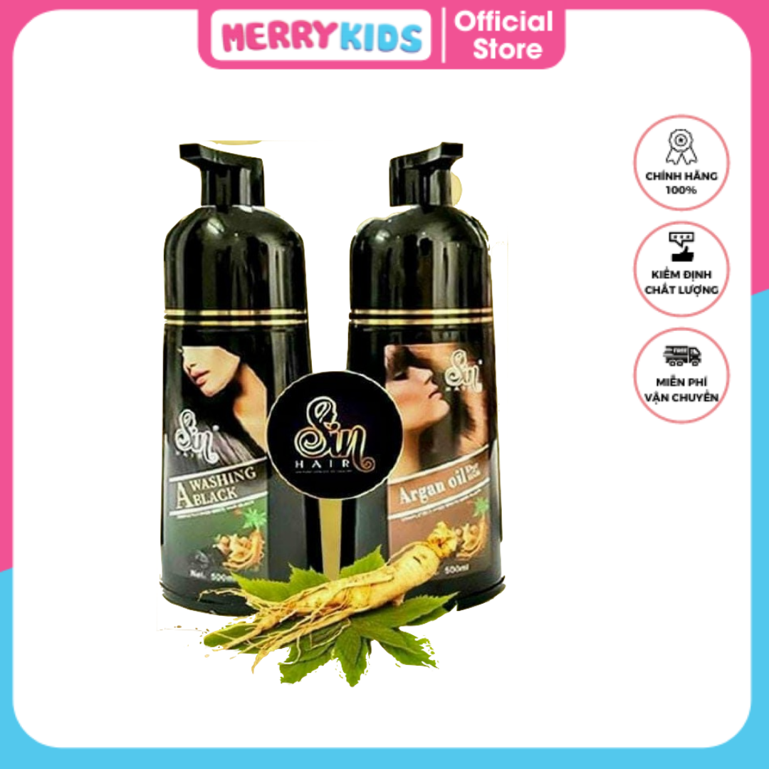 Dầu gội phủ bạc sin hair nhật bản thảo dược chính hãng - gội là đen tóc cho người tóc bạc