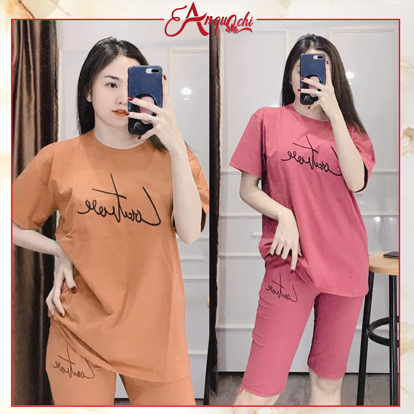 Đồ bộ nữ đồ mặc nhà, đồ bộ mặc nhà nữ trung niên, đồ bộ bigsize đồ bộ thun mặc mặc chất thun cotton 35% A036 - Anquachi