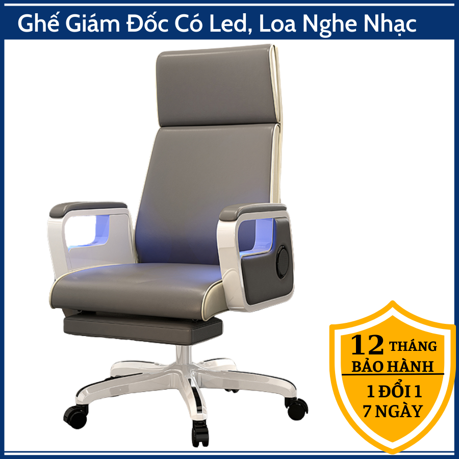 Ghế giám đốc đệm cao su non có led, loa Bluetooth nghe nhạc, gác chân ngả lưng - Ghế xoay văn phòng ngồi làm việc - Ghế Gaming Giá Rẻ