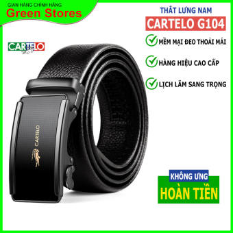 Thắt Lưng Nam Cao Cấp Cartelo_G104, Kiểu Dây Lưng Nguyên Khối Gấp Đôi Không Viền Khóa Tự Động Mới,  Đầu Khóa Mạ Titan Sang Trọng Full Box