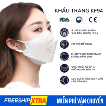 Khẩu trang KF94 Hàn Quốc , khẩu trang y tế 4 lớp kháng khuẩn cao cấp - Khẩu trang 3D 4D [ 1 thùng 300 cái] - Skin Shop 89