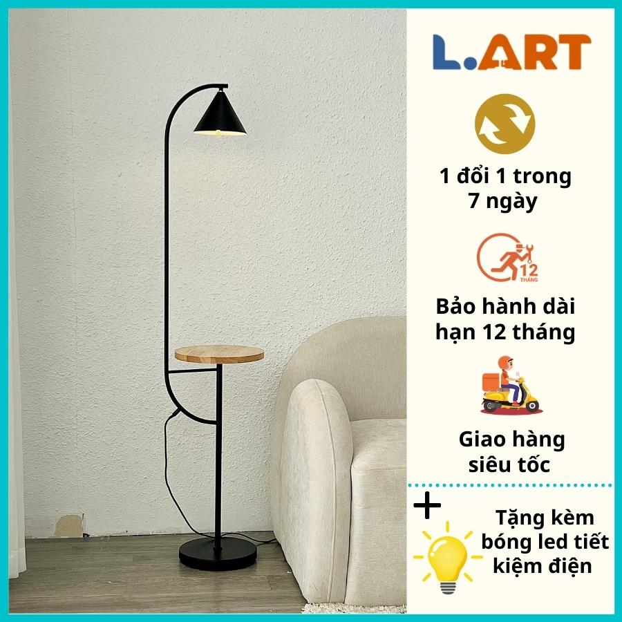 Đèn sàn phòng khách đèn đứng decor kèm bàn gỗ tiện lợi sang trọng DCLA009