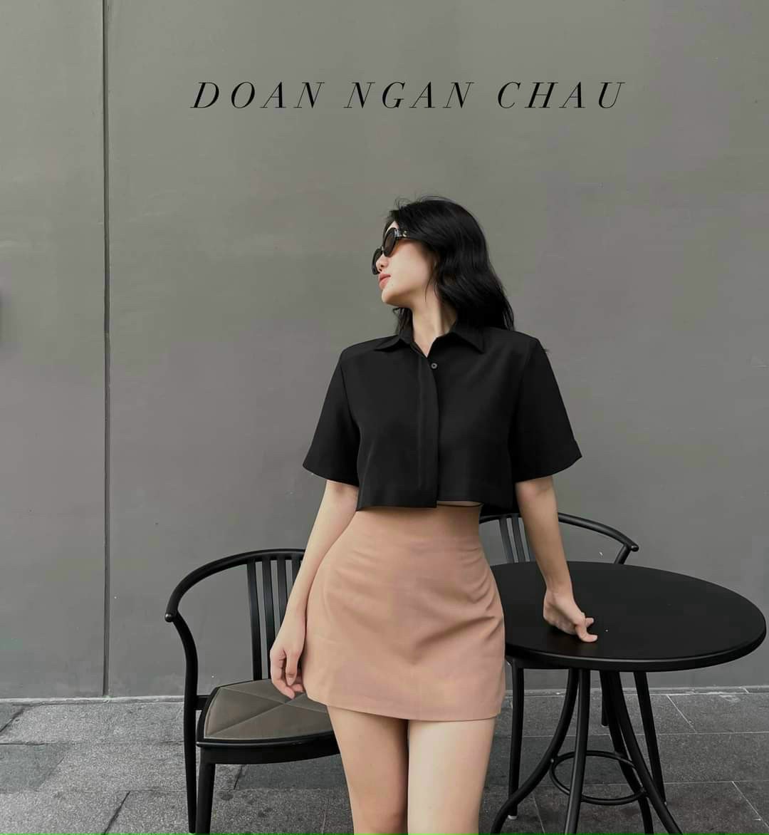 Sét sơmi croptop kèm chân váy có lót-lc