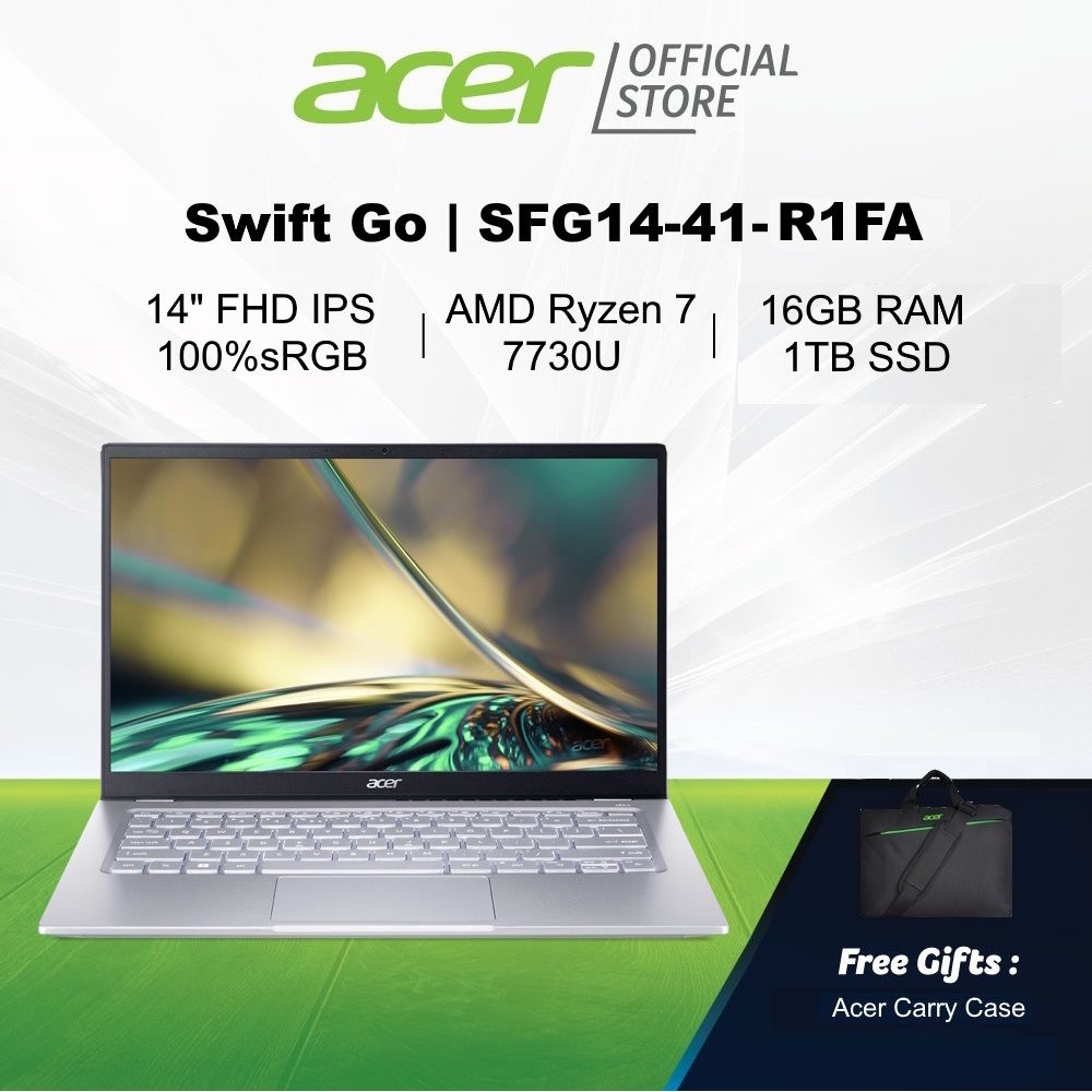 [AMD Ryzen 7 7730U] Acer Swift Go 14 AMD | SFG14-41-R7PF/R1FA 14-Inch FHD IPS 100%sRGB Thin & Light Laptop | 16GB RAM