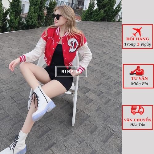 Áo khoác nữ bomber huy hiệu chữ bóng chày phối màu cá tính ulzzang Hàn Quốc thể thao