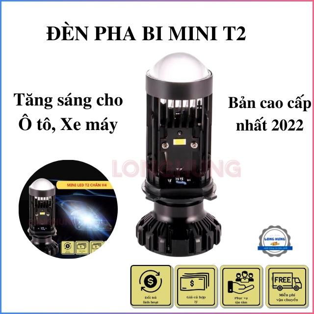 Đèn pha led bi cầu t2 siêu sáng chân đèn h4 phù hợp lắp cho ôtô, xe máy, đèn pha led t2 ánh sáng vượt trội chống chói lóa