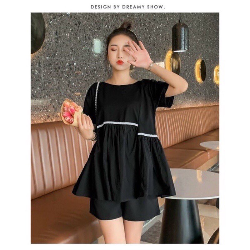 Bộ đồ bầu đùi mùa hè chất đũi đi chơi mặc nhà siêu mát thiết kế cao cấp Bden088