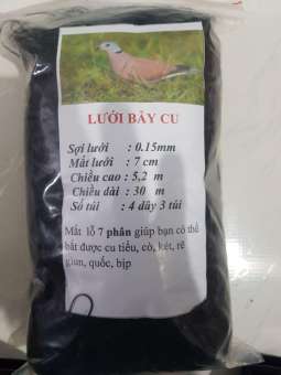 luoi bay chim, luoi tan hinh 7 phân 30m bẫy cu tiểu, cò két , rẽ giun, quốc , bip...
