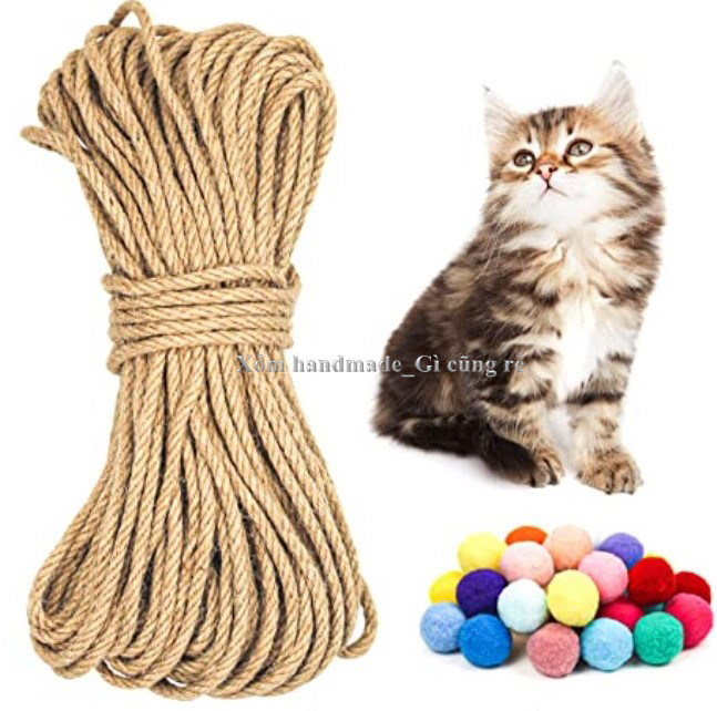 Dây thừng 6mm, dây thừng trang trí, dây thừng gai, làm đồ cào móng mèo, handmade, cat tree