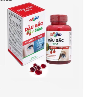 Thực phẩm Dầu Gấc Vina - Bổ sung dưỡng chất cần thiết cho mắt, tăng cường thị lực - Lọ 200 viên