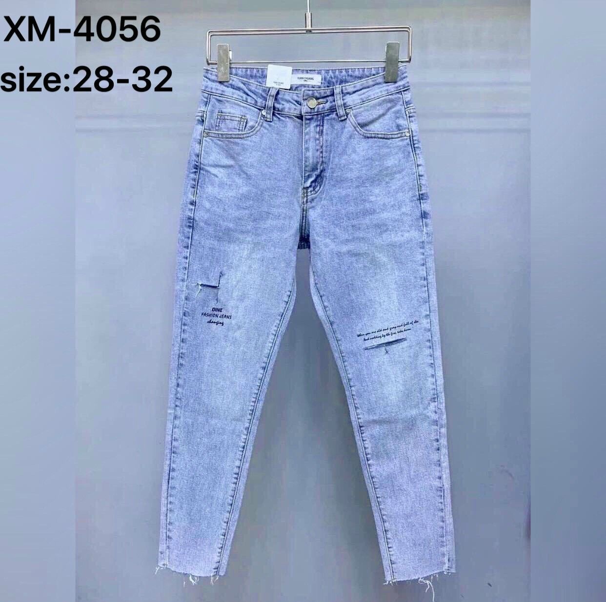 Quần jean nam rách gối 4056 vải dày co giãn mẫu mới nhất cao cấp