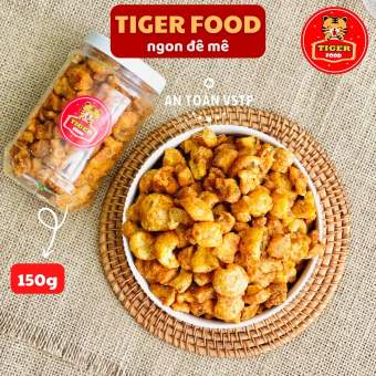 Tóp mỡ mắm tỏi 150g TIGER FOOD Tóp mỡ nguyên da chiên giòn sốt mắm tỏi ớt SIÊU GHIỀN