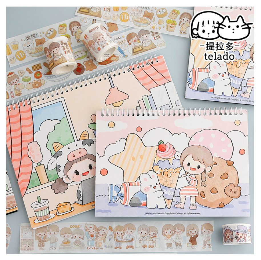 Sổ Chiết Washitape Họa Tiết Telado, Sổ Lưu Trữ Sticker, Sổ Lò Xo, Sổ Tay Chiết Washi tape, Sổ Chiết Sticker Siêu Xinh Tiện Dụng