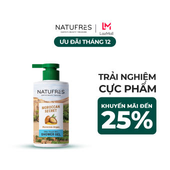 Sữa tắm NATUFRÈS Moroccan Secret Tinh dầu Argan - Dưỡng ẩm cho làn da nhung lụa, mịn màng 250ml,450ml