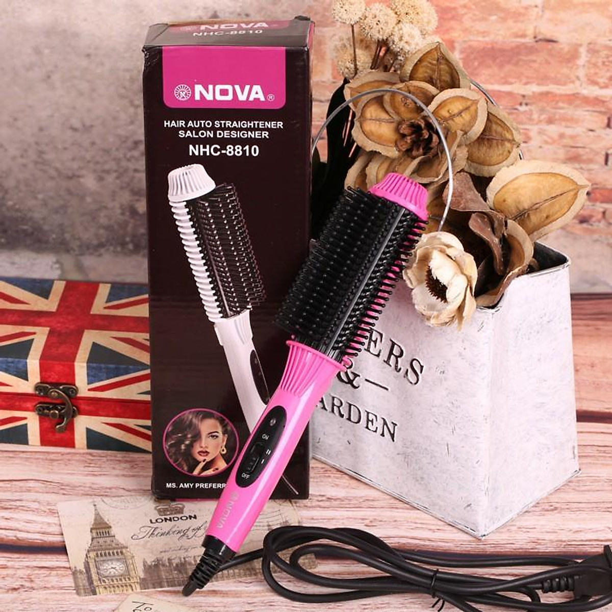 Lược điện tạo kiểu tóc đa năng cao cấp nova nhc-8810, lược điện uốn cụp - uốn xoăn - dập xù phồng - hàng chất lượng