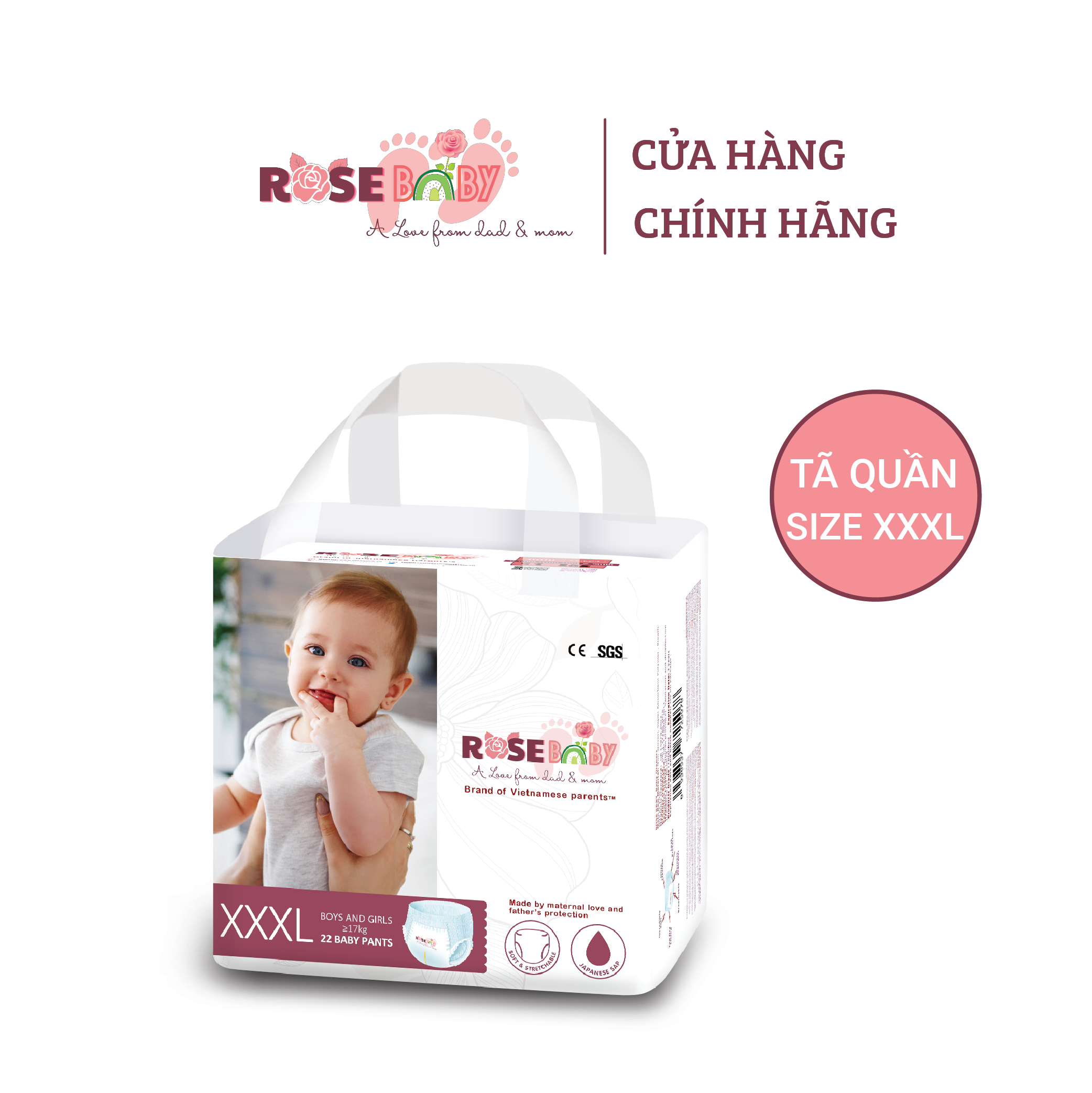 Bịch tã quần rose baby size xxxl