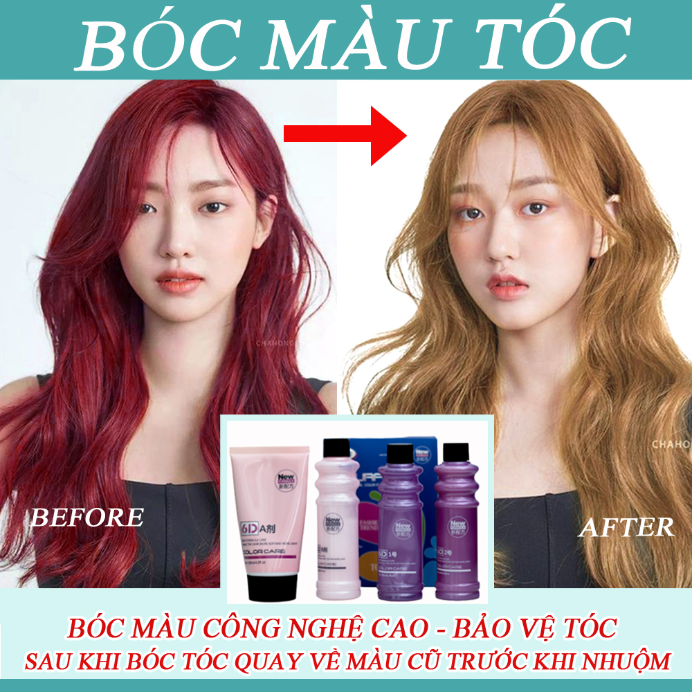 Bóc màu tóc - Bóc đỏ, cam, xanh, tím - Bóc màu chuẩn tông, tóc mượt căng bóng
