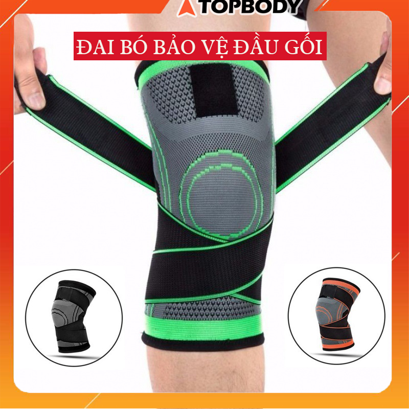 Đai bảo vệ đầu gối [CÓ ĐAI CUỐN], đai bó gối cao cấp TOPBODY hỗ trợ luyện tập thể dục, thể thao - DAGOI01