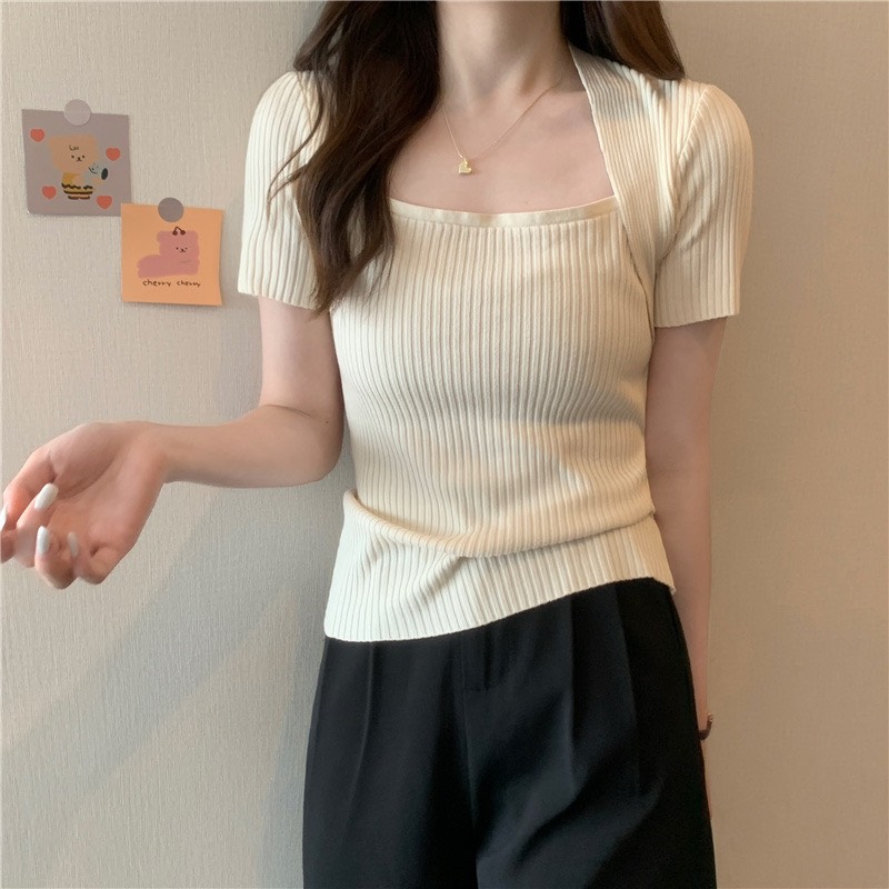Áo thun nữ len gân, áo mongtoghi hàng QC có sẵn