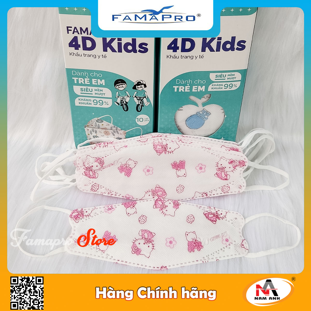 Khẩu trang kf94 trẻ em, famapro khẩu trang 4d trẻ em, cho bé 5 tuổi -> 9 tuổi, hàng chính hãng nam anh famapro
