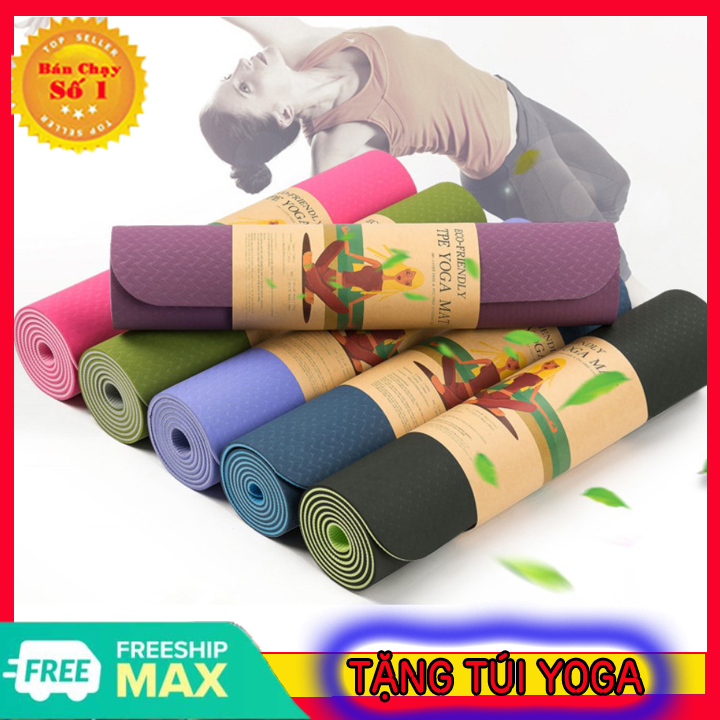 [HÀNG TỐT]  THẢM TẬP YOGA TPE CAO CẤP 2 LỚP DÀY, dụng cụ tập gym tại nhà, đồ tập yoga, thảm tập gym, thảm tập thể dục tại nhà, thảm yoga chống trượt, yoga mat, khăn trải thảm yoga