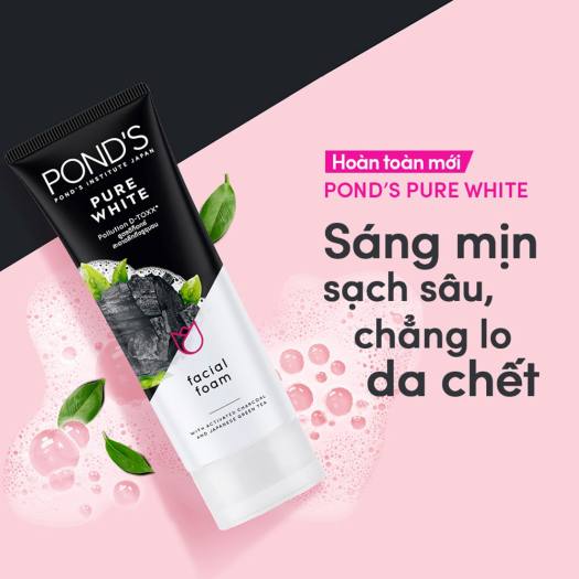 Sữa rửa mặt trắng da từ than hoạt tính Pond's Pure White 100g