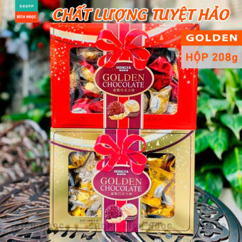 Hộp Socola Golden cao cấp, dòng Socola hạt phỉ Ferrero Rocher 210g – bánh kẹo Tết, Noel