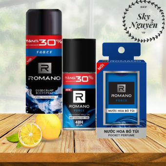 Romano Force Xịt 195ml+ Lăn 65ml+ Nước hoa bỏ túi 18ml