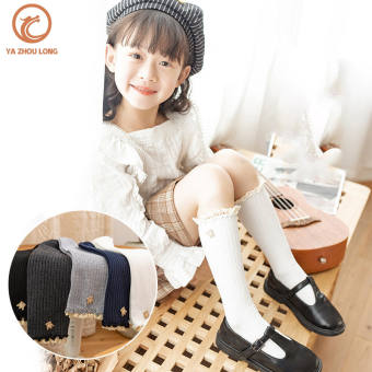 YA ZHOU Tất Dài Đến Đầu Gối Cho Trẻ Em Mới Tất Ren Nhỏ Tất Cotton Cho Bé Gái