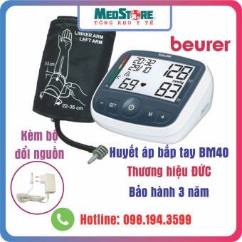 Máy Đo Huyết Áp Bắp Tay Beurer BM40 (Có Adapter) - TBYT Medstore - Xuất xứ Đức